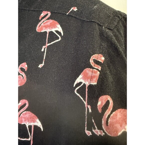 Sovereign Code Mens M Shirt Black Pink Flamingo Print Button Up Short Sleeve - Picture 3 of 8